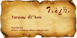 Tarpay Ákos névjegykártya